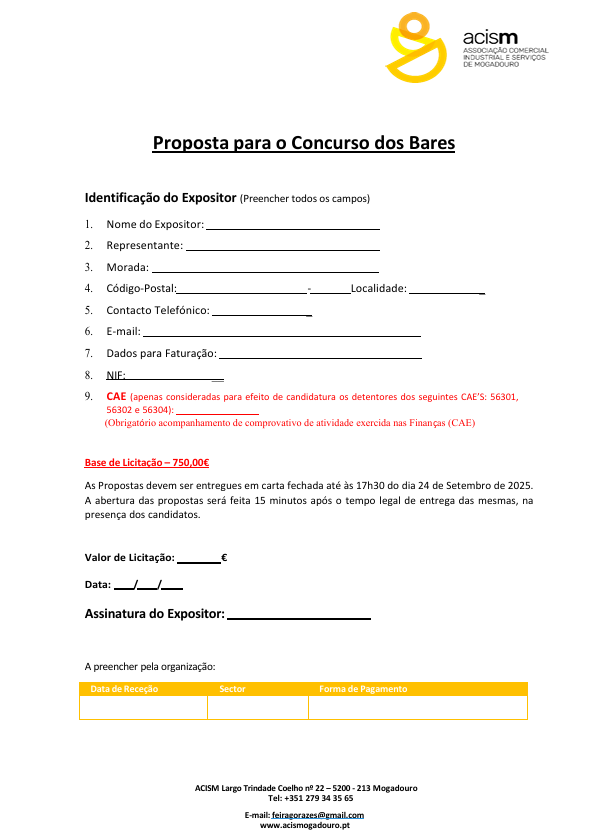 Proposta bares 2025